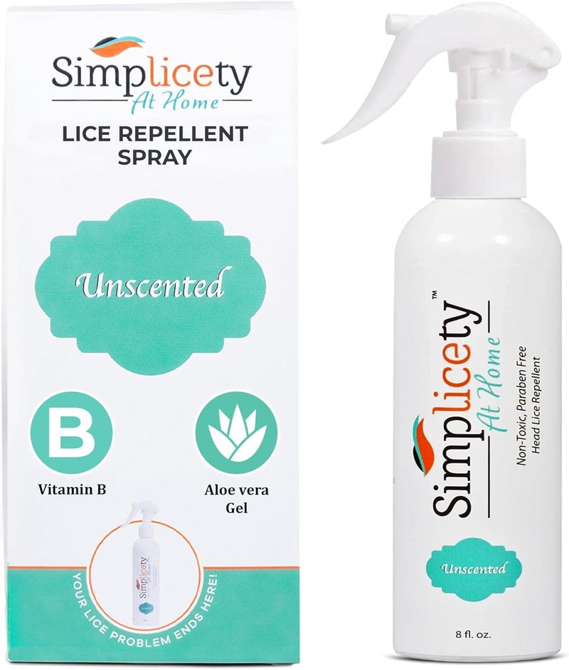SIMPLICETY ® Lice Prevention Spray for Kids Hair (8 Fl Oz), All Natural Ingredients Lice Spray Treatment, Highly Effective Against Head Lice, Terminates Eggs, and Nits from All Hairs (Unscented) - Image 1